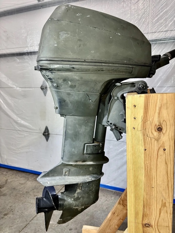 Weathered and damaged lower unit before repair